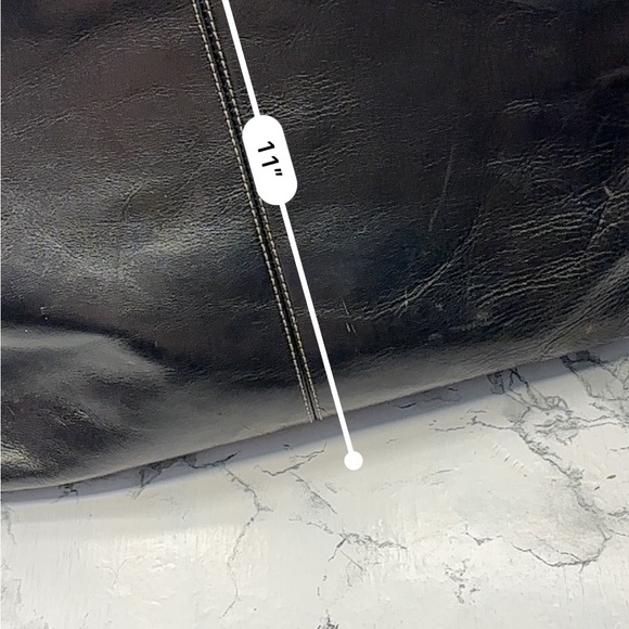 Fossil Black Leather Tote Computer Laptop Briefcase Bag with Top Handles Zipper - Picture 8 of 15